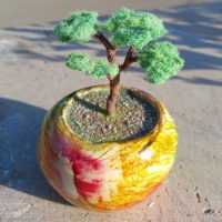 ماکت بنسای در گلدان سرامیکی رنگی