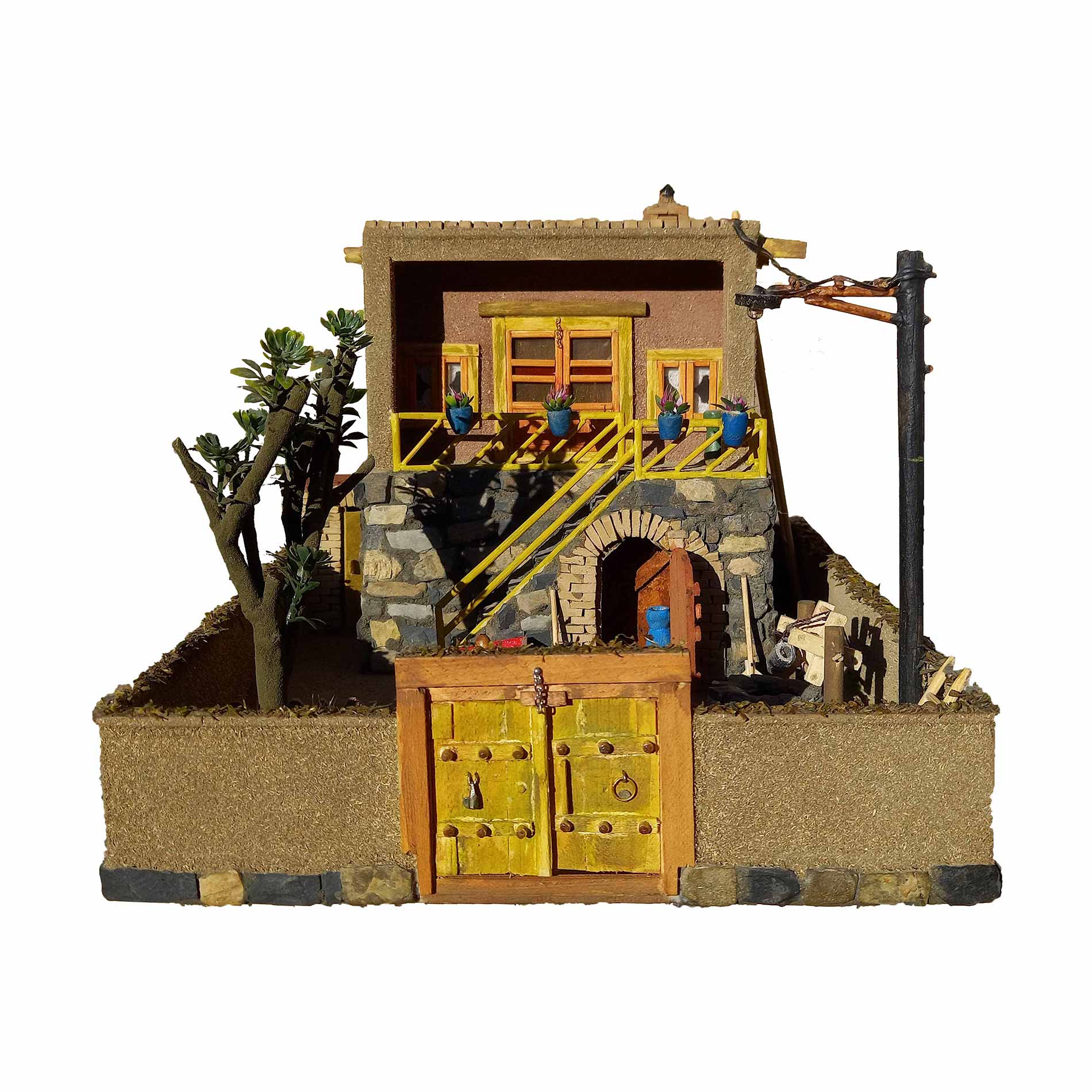 adib-maket-rural-house-yellow-door-stairs ماکت خانه روستایی با درب زرد و پله های ادیب ماکت